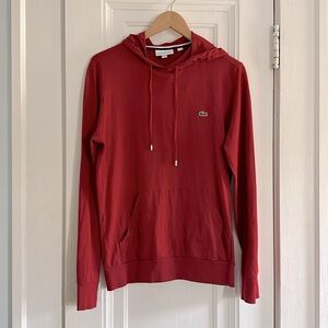 Lacoste Mens Red Sweatshirt Style Hoodie Long Sleeve Cotton T-Shirt